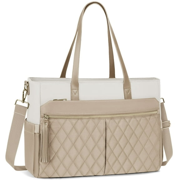 RAINSMORE Laptop Bag for Women 15.8inch Laptop Tote with Insulated Pockets Large Handbag Teacher Nurse Tote Bag Professional Work Computer Messenger Briefcase for Office Business