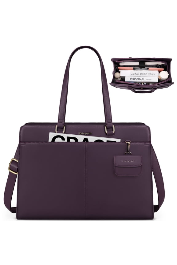 Laptop Bag for Women 15.10 inch Laptop Tote Briefcase Waterproof Leather Computer Bag Work Tote Bags,Dark Purple
