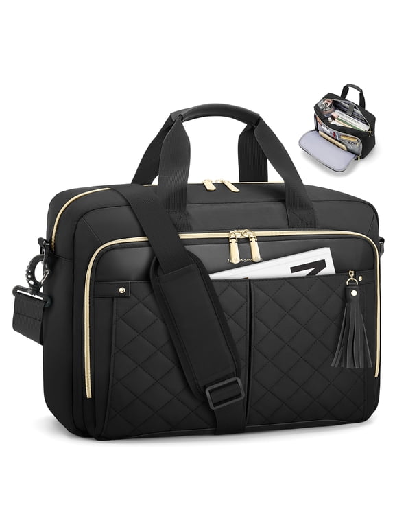Laptop Bags for Women 15.6 inch Large Capacity Briefcase Work Bag Computer Messenger Bag for Business Office College,Black
