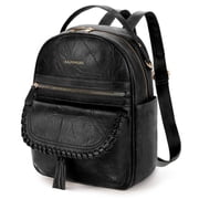 RAINSMORE Backpack Purse for Women PU Leather Waterproof Fashion Backpack Casual Daypack for Business Travel College,Black
