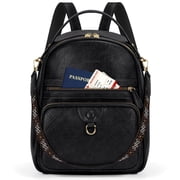 Backpack Purse for Women PU Leather Backpack for Work Office Small Fashion Daypack for College Travel,Black