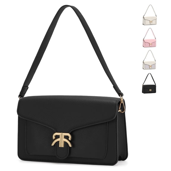 RAINSMORE Handbags for Women Small Top Handle Purse Underarm Clutch Vintage Trendy PU Leather Shoulder Bags,Black