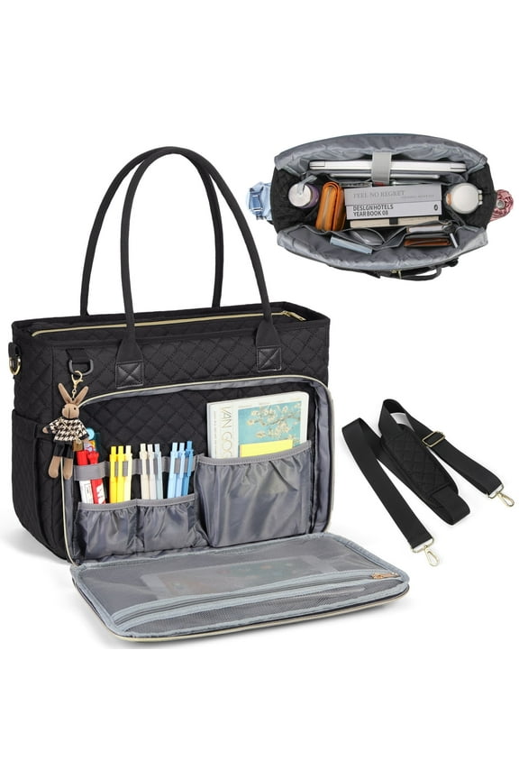 Teacher Tote Bag 15.6 inch Laptop Bag for Women Work Bags Laptop Tote Nurse Bag Professional Computer Messenger with Insulated Pocket, Laptop Briefcase for Office, College, Nursing