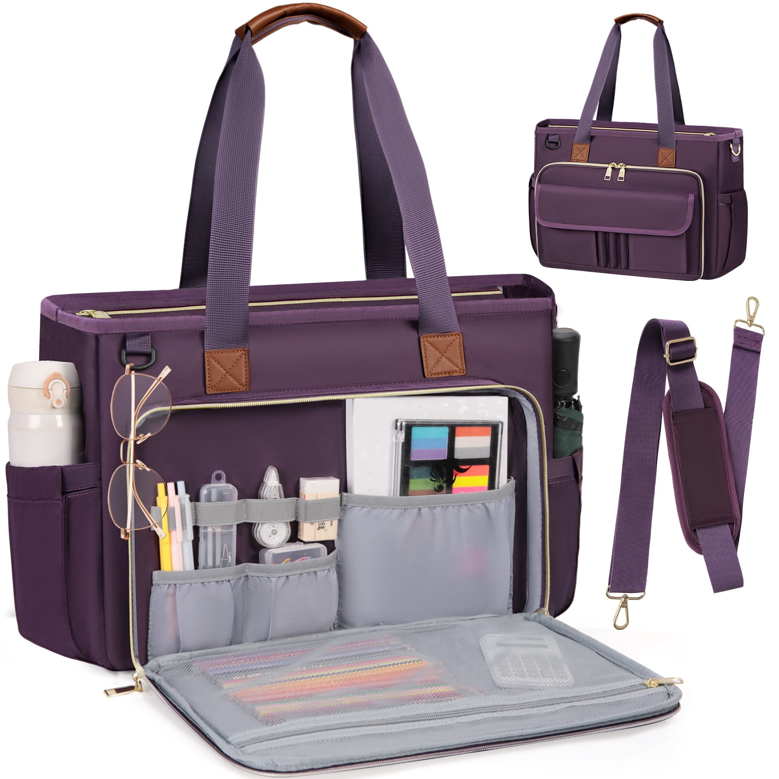 RAINSMORE Teacher Tote Bag 15.6 inch Laptop Bag for Women Work Bags Nurse Bag Lightweight Laptop Tote Computer Briefcase