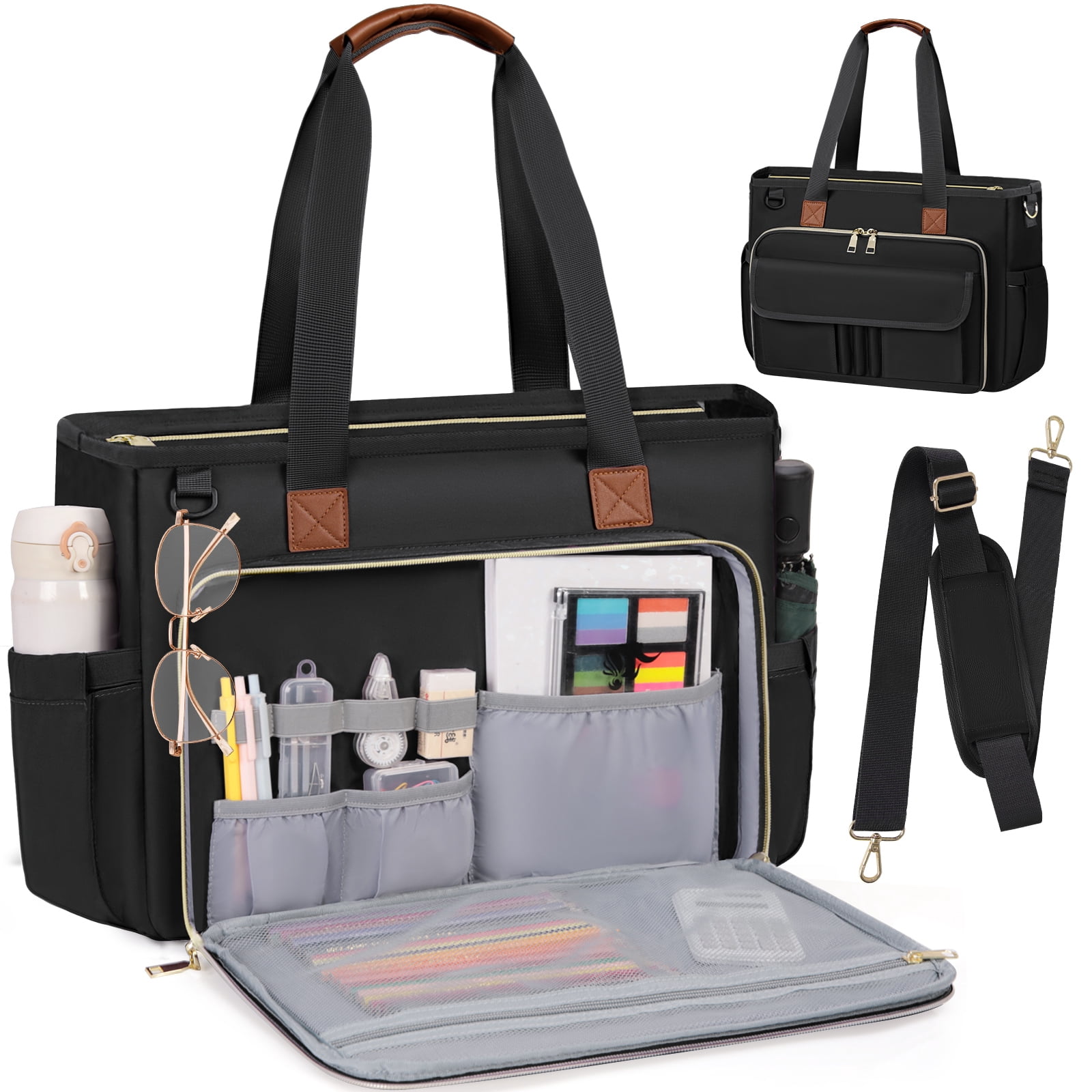 RAINSMORE Teacher Tote Bag 15.6 inch Laptop Bag for Women Work Bags Nurse Bag Lightweight Laptop Tote Computer Briefcase