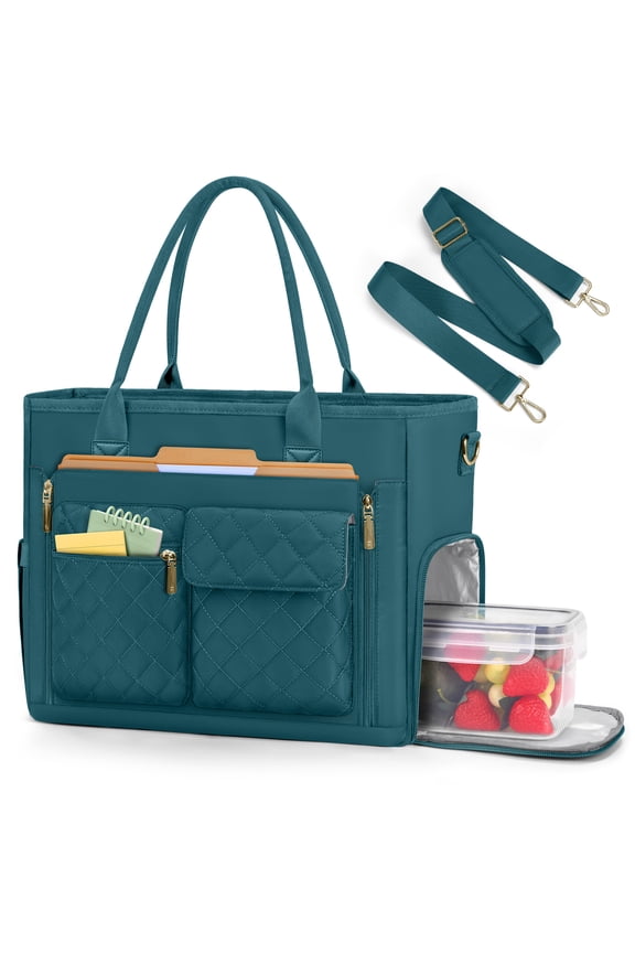 Teacher Tote Bag with Insulated Lunch Compartment 15.6 inch Laptop Bag for Women Lightweight Work Bags Nurse Bags