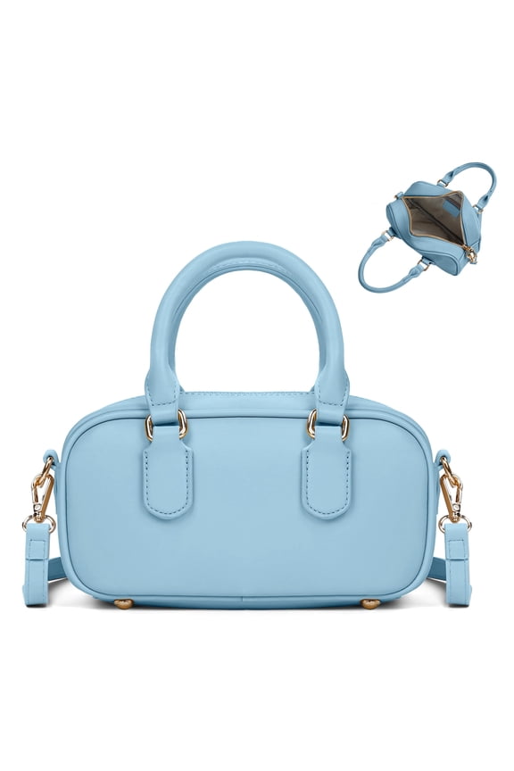 Women's Retro Bowler Handbags Minimalist Small Top Handle Purse Satchel Crossbody Shoulder Purse Cute Ladies Handbags for Work,Blue