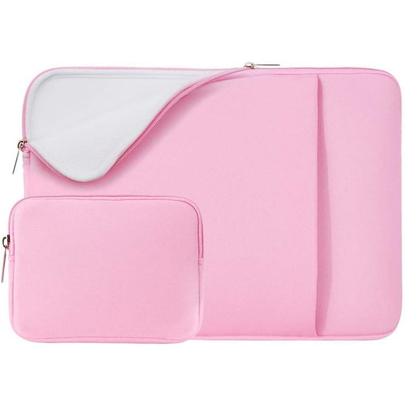 RAINYEAR 11 Inch Laptop Sleeve Case Soft Lining Cover Bag with Front Pocket & Accessories Pouch,Compatible with 11.6 MacBook Air for 11" Notebook Computer Tablet Chromebook(Pink,Upgraded Version)