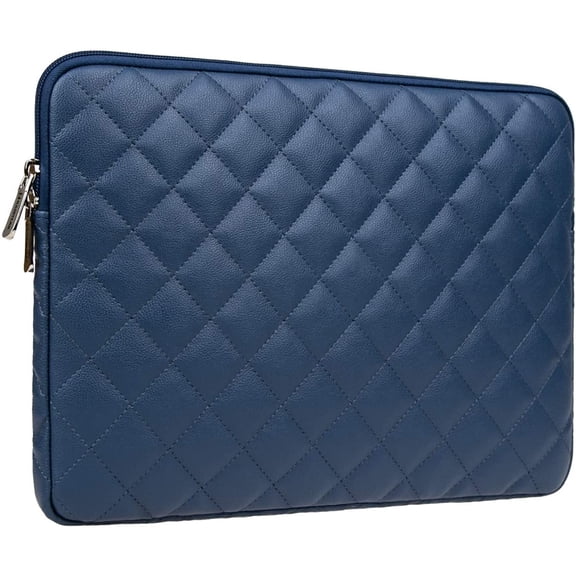 RAINYEAR 11 Inch Laptop Sleeve Diamond PU Leather Case Protective Shockproof Water Resistant Cover Computer Bag Compatible with 11.6 MacBook Air Surface for 11" Chromebook Notebook (Navy Blue)