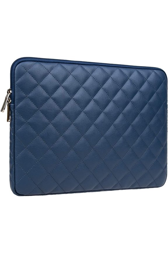 11 Inch Laptop Sleeve Diamond PU Leather Case Protective Shockproof Water Resistant Cover Computer Bag Compatible with 11.6 MacBook Air Surface for 11" Chromebook Notebook (Navy Blue)