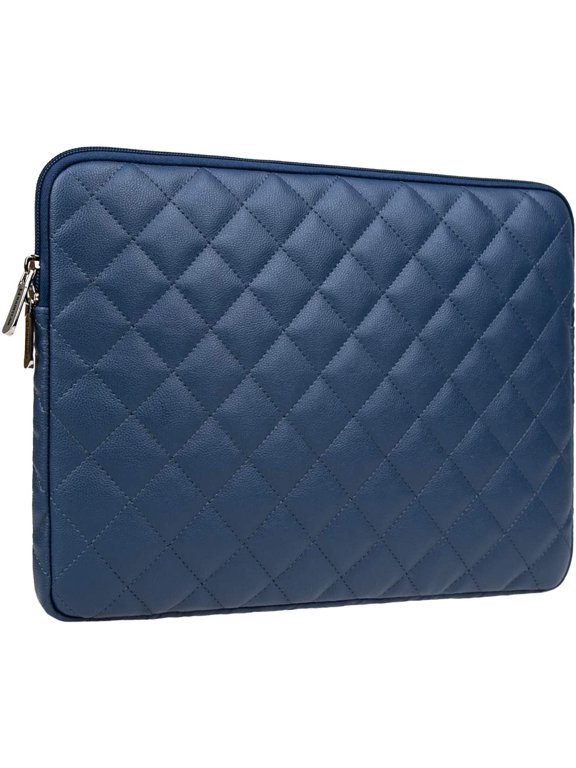 11 Inch Laptop Sleeve Diamond PU Leather Case Protective Shockproof Water Resistant Cover Computer Bag Compatible with 11.6 MacBook Air Surface for 11" Chromebook Notebook (Navy Blue)