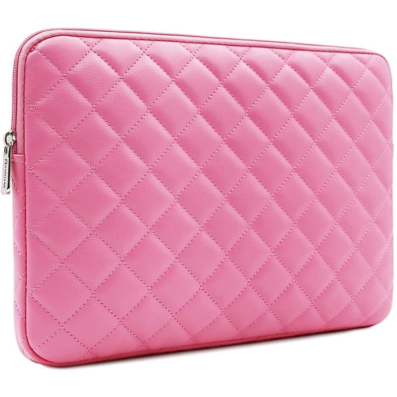 RAINYEAR 11 Inch Laptop Sleeve Diamond PU Leather Case Protective Shockproof Water Resistant Cover Computer Bag Compatible with 11.6 MacBook Air Surface for 11" Chromebook Notebook (Rose Red)