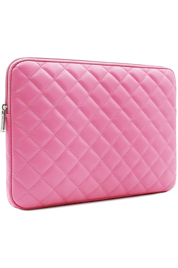 11 Inch Laptop Sleeve Diamond PU Leather Case Protective Shockproof Water Resistant Cover Computer Bag Compatible with 11.6 MacBook Air Surface for 11" Chromebook Notebook (Rose Red)