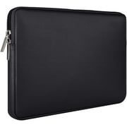 RAINYEAR 11 Inch Laptop Sleeve Soft PU Leather Case Protective Water Resistant Zipper Cover Padded Carrying Bag Compatible with 11.6 MacBook Air Surface for 11" Chromebook Notebook Computer Black