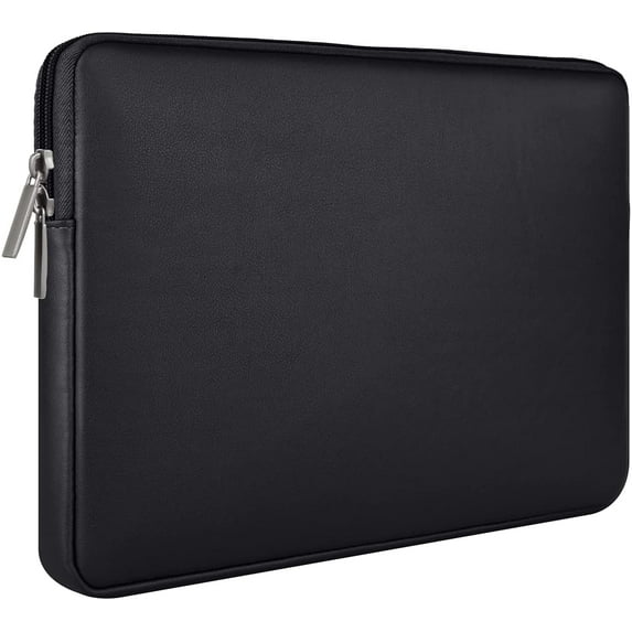 RAINYEAR 11 Inch Laptop Sleeve Soft PU Leather Case Protective Water Resistant Zipper Cover Padded Carrying Bag Compatible with 11.6 MacBook Air Surface for 11" Chromebook Notebook Computer (Black)