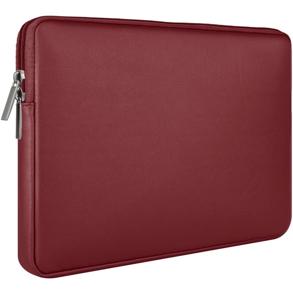 RAINYEAR 11 Inch Laptop Sleeve Soft PU Leather Case Protective Water Resistant Zipper Cover Padded Carrying Bag Compatible with 11.6 MacBook Air Surface for 11" Chromebook Notebook Computer (Red)