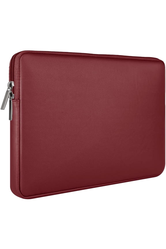 11 Inch Laptop Sleeve Soft PU Leather Case Protective Water Resistant Zipper Cover Padded Carrying Bag Compatible with 11.6 MacBook Air Surface for 11" Chromebook Notebook Computer (Red)