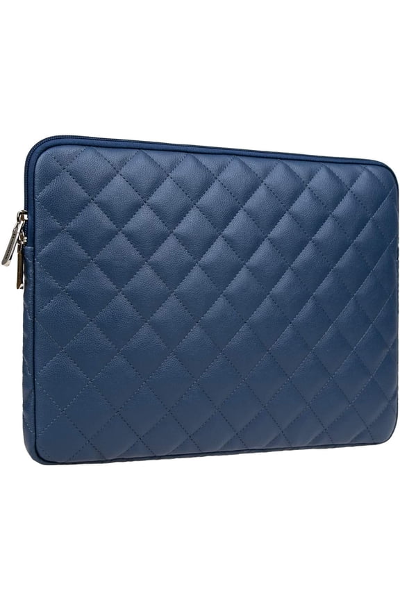 13 Inch Laptop Sleeve Diamond PU Leather Case Protective Shockproof Water Resistant Bag Compatible with 13.3 MacBook Air Pro Retina Touch Bar Surface for 13" Notebook Chromebook (Navy Blue)