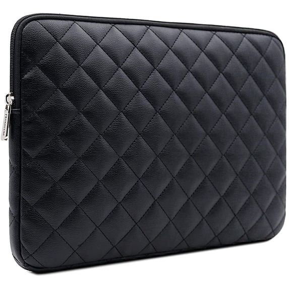 RAINYEAR 13 Inch Laptop Sleeve Diamond PU Leather Case Protective Shockproof Water Resistant Bag Compatible with MacBook Pro 14 A2442 & 13.3 Air/Pro M1 A2337 A2338 A2159 A2179 A2251 A2289 (Black)