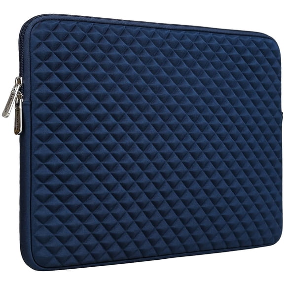 RAINYEAR 14 Inch Laptop Sleeve Diamond Foam Shock Resistant Neoprene Padded Case Fluffy Lining Zipper Cover Carrying Bag Compatible with 14" Notebook Computer Tablet Chromebook (Navy Blue)