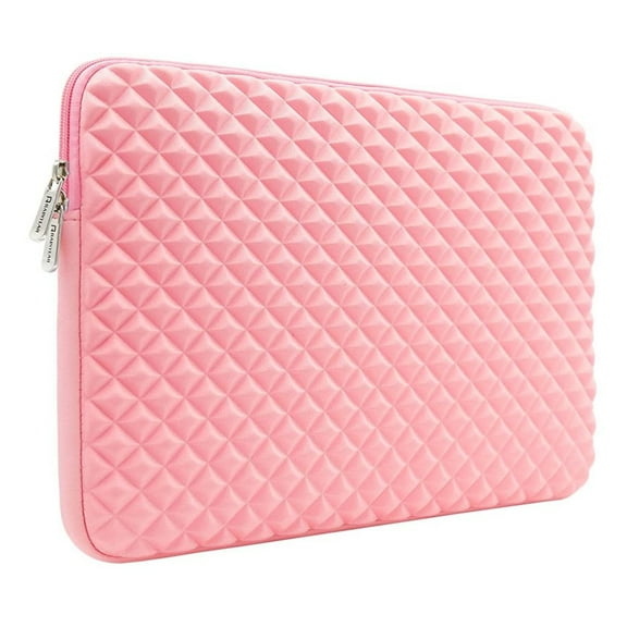 RAINYEAR 14 Inch Laptop Sleeve Diamond Foam Shock Resistant Neoprene Padded Case Fluffy Lining Zipper Cover Carrying Bag Compatible with 14" Notebook Computer Tablet Chromebook (Pink)