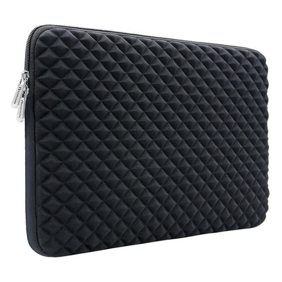 RAINYEAR 14 Inch Laptop Sleeve Diamond Foam Shock Resistant Neoprene Padded Case Fluffy Lining Zipper Cover Carrying Bag Compatible with 14" Notebook Computer Tablet Chromebook (Black)
