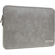 RAINYEAR 14 Inch Laptop Sleeve Protective Case PU Suede Leather Zipper Padded Cover Water Resistant Carrying Bag Compatible with 14" Notebook Computer Chromebook (Grey)
