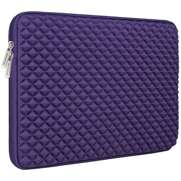 RAINYEAR 15.6 Inch Laptop Sleeve Diamond Foam Shock Resistant Neoprene Padded Case Fluffy Lining Zipper Cover Carrying Bag Compatible with 15.6" Notebook Computer Chromebook(Purple)