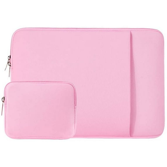 RAINYEAR 15.6 Inch Laptop Sleeve Protective Case Soft Carrying Zipper Bag Cover with Front Pocket & Accessories Pouch,Compatible with 15.6" Notebook Computer Chromebook(Pink)