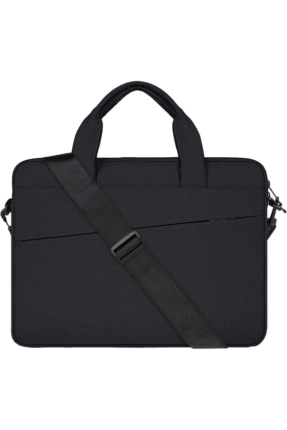 15.6 Inch Laptop Sleeve Shoulder Bag Compatible with 15.6" Notebook Computer Chromebook, Polyester Messenger Bag Carrying Case Briefcase for Men Women (Black)