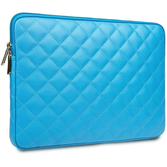 RAINYEAR 15 Inch Laptop Sleeve Diamond PU Leather Case Protective Shockproof Water Resistant Zipper Cover Carrying Bag Specially Compatible with 15.4 MacBook Pro TouchBar Model A1707 A1990 (Blue)