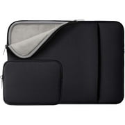 RAINYEAR 15 Inch Laptop Sleeve Protective Case Soft Cover Computer Bag with Front Pocket & Accessories Pouch,Compatible with 15.4 MacBook Pro(Black,Upgraded Ver