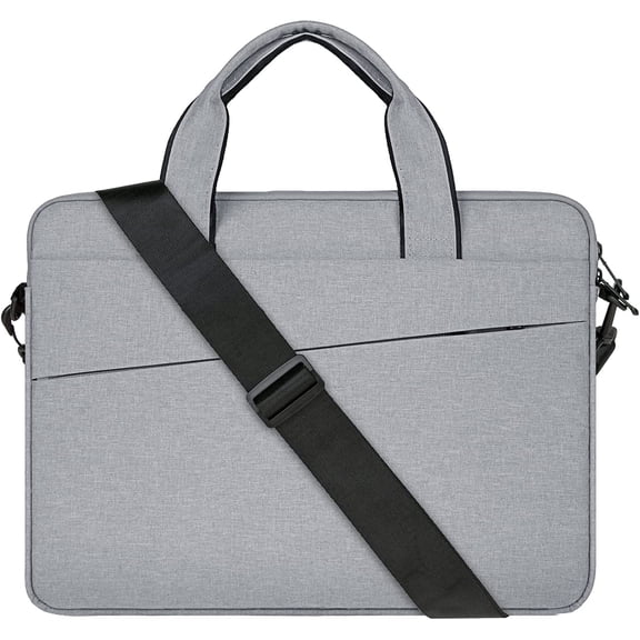 RAINYEAR 15 Inch Laptop Sleeve Shoulder Bag Compatible with 15.4 MacBook Pro Notebook Computer Chromebook, Polyester Messenger Bag Carrying Case Briefcase for Men Women (Gray)