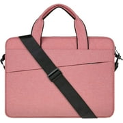 RAINYEAR 15 Inch Laptop Sleeve Shoulder Bag Compatible with 15.4 MacBook Pro Notebook Computer Chromebook, Polyester Messenger Bag Carrying Case Briefcase for Men Women (Pink)