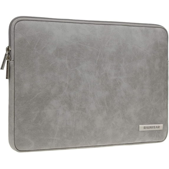 RAINYEAR 16 Inch Laptop Sleeve PU Suede Leather Case Protective Padded Zipper Cover Water Resistant Carrying Bag Compatible with 2020 2021 New Model 16" MacBook Pro Specially for A2141 (Grey)