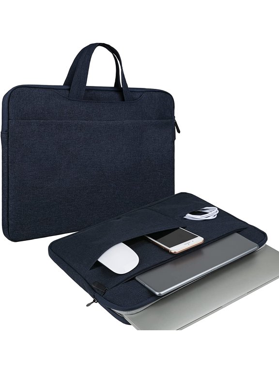 Laptop Case Sleeve 15.6 inch Compatible with 15.6" Notebook Computer Chromebook, Protective Waterproof Polyester Padded Carrying Bag Cover with Hidden Handle Multiple Pocket, Navy Blue