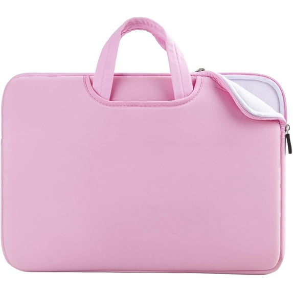 RAINYEAR Laptop Sleeve Case for 15 Inch MacBook Pro Partial Chromebook Notebook Computer Ultrabook, Protective Slim Padded Carrying Bag Cover with Handle Strap Pocket for Men Women (Pink)