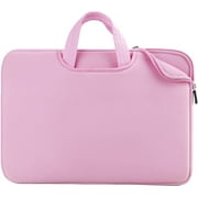 RAINYEAR Laptop Sleeve Case for 15 Inch MacBook Pro Partial Chromebook Notebook Computer Ultrabook, Protective Slim Padded Carrying Bag Cover with Handle Strap Pocket for Men Women (Pink)