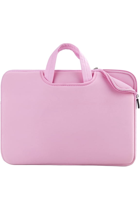 Laptop Sleeve Case for 15 Inch MacBook Pro Partial Chromebook Notebook Computer Ultrabook, Protective Slim Padded Carrying Bag Cover with Handle Strap Pocket for Men Women (Pink)