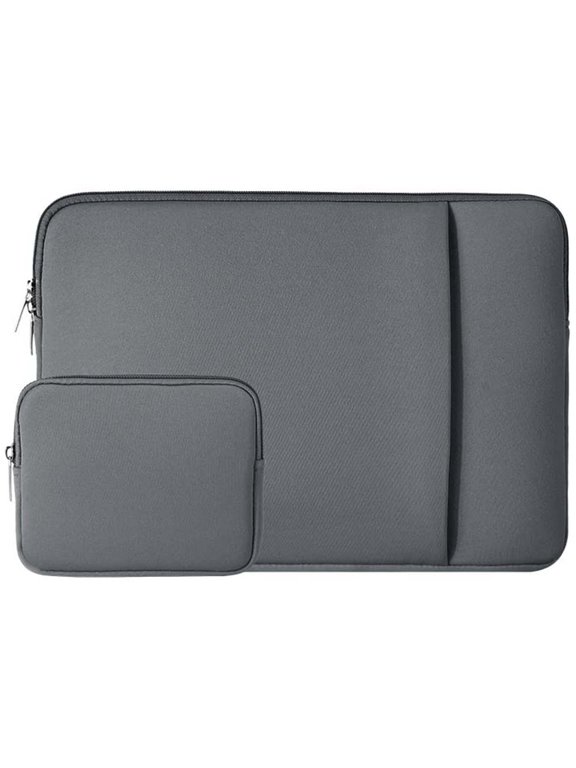Laptop Sleeve Case Compatible with 13.3 Inch Notebook Computer Chromebook 2021 2022 New 14" MacBook Pro M1 A2442 Protective Cover Soft Bag with Front Pocket & Accessories Pouch(Gray)