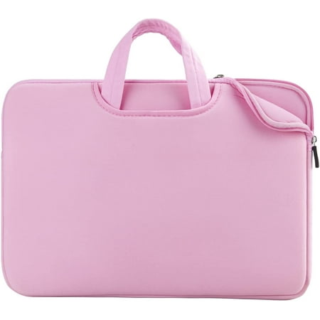 RAINYEAR Laptop Sleeve Case Compatible with 16 Inch MacBook Pro Partial Chromebook Notebook Computer Ultrabook, Protective Slim Padded Carrying Bag Cover with Handle Strap Pocket (Pink)