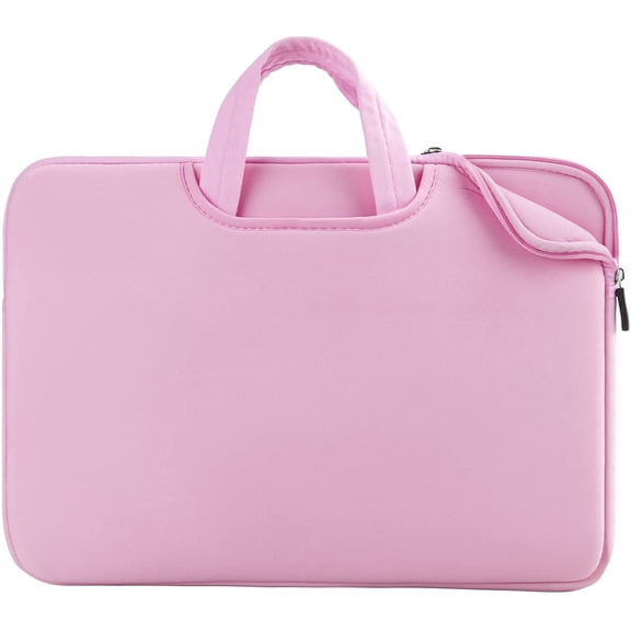 RAINYEAR Laptop Sleeve Case Compatible with 16 Inch MacBook Pro Partial Chromebook Notebook Computer Ultrabook, Protective Slim Padded Carrying Bag Cover with Handle Strap Pocket (Pink)