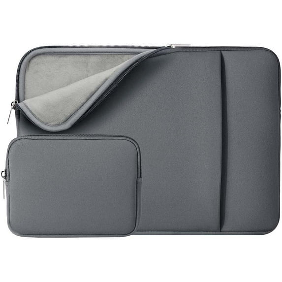 RAINYEAR Laptop Sleeve Compatible with 13.3 Inch MacBook Air Pro New M1 A2337 A2338 A1932 A1989 A2159 A2179 A2251 A2289 Case Front Pocket Cover Bag with Accessories Pouch(Gray,Upgraded Version)