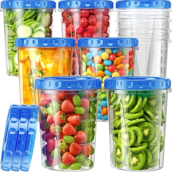 RAIRSKY 10 Pack-33Oz Freezer Storage Containers Set,Plastic Food Storage Containers with Twist Top Lids,Bpa Free Stackable Soup Containers for Overnight Oats/Salad/Leftover/Soup/Ice Cream