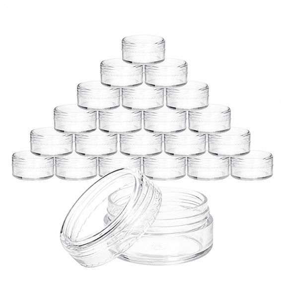 Rairsky 100-Pack Small Clear Plastic Sample Jars with Lids | 1oz Empty Containers for Creams & Cosmetics | Travel-Friendly Mini Storage