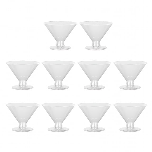 RAIRSKY 10Pcs Disposable Martini Glasses Set Plastic Cocktail Glass for Parties Weddings Desserts Transparent Cups for Cocktails Champagne Ice Cream