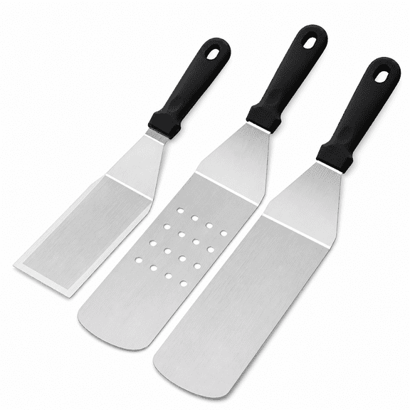 RAIRSKY 1PC Metal Spatula - Griddle Long Spatula - Teppanyaki Spatulas - Griddle Scraper and Pancake Flipper or Hamburger Turner - Stainless Steel Utensil Great for BBQ Grill Flat Top