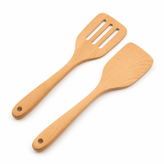 RAIRSKY 2 Bamboo Spatulas Large Wooden Wok Turners Nonstick Wood Spoons Kitchen Utensils