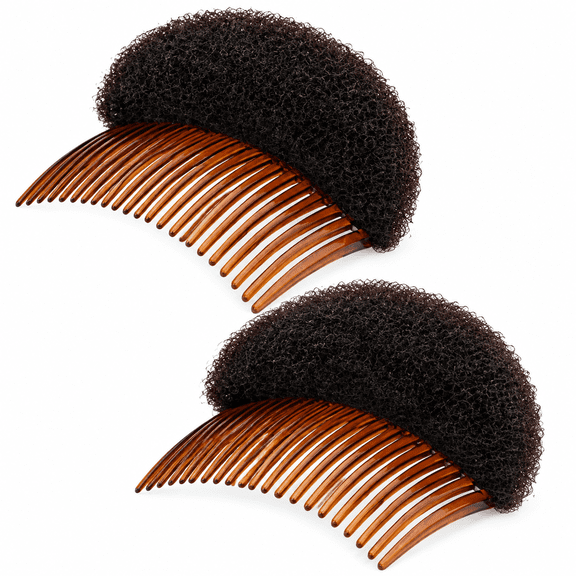 RAIRSKY 2 Pcs Brown Women Soft Sponge Foam Hair, Base Inserts Bump Up Hair Pads Styling Stick Bun Maker Braid Tool Barrettes, Clip Hair Comb Braid Tool Styling Accessories Crown Shapers
