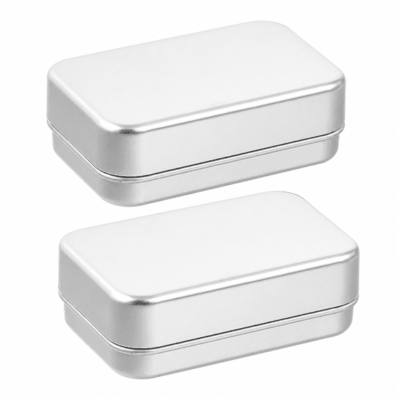 RAIRSKY 2 Pcs Drain Soap Dish Travel Soap Bar Empty Hinged Tins Metal Soap Box Soap Boxes Aluminum 11.30X7.80X4.40CM